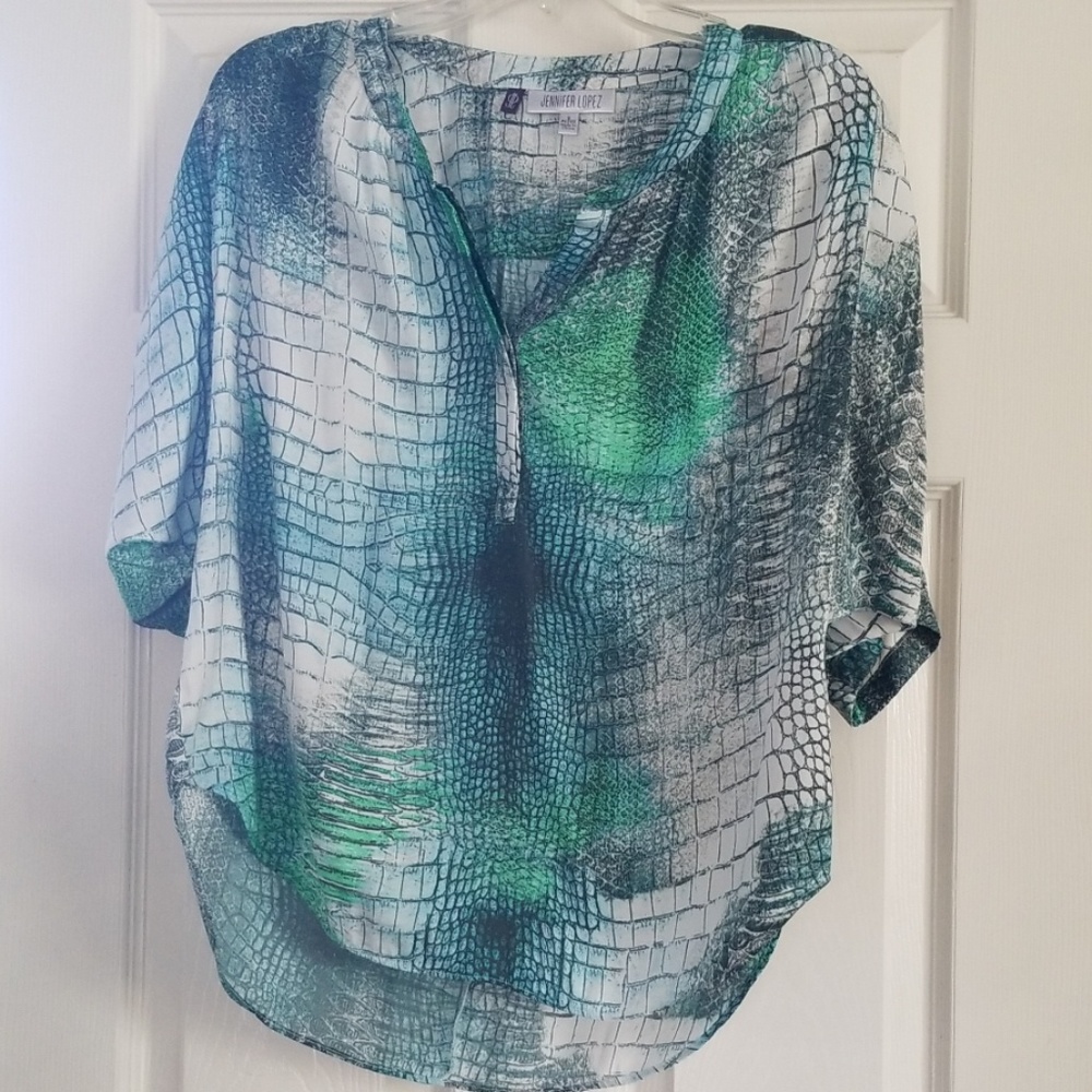 Jennifer Lopez Dolman Sleeve Print Blouse PS
